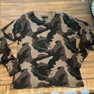 INC Camouflage Long Sleeve Top